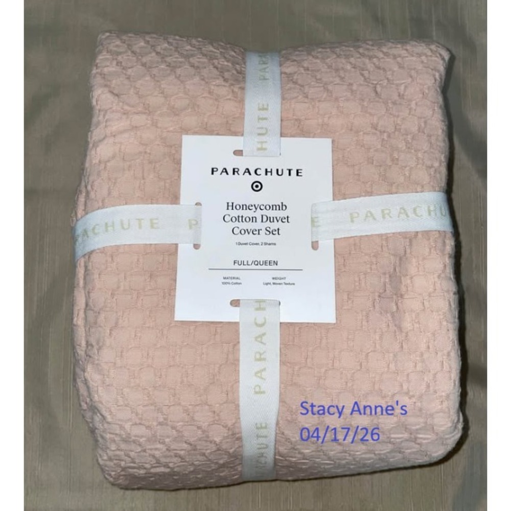 Parachute Honeycomb Cotton Duvet Set - Full / Queen in Blush - 100% Cotton - NWT